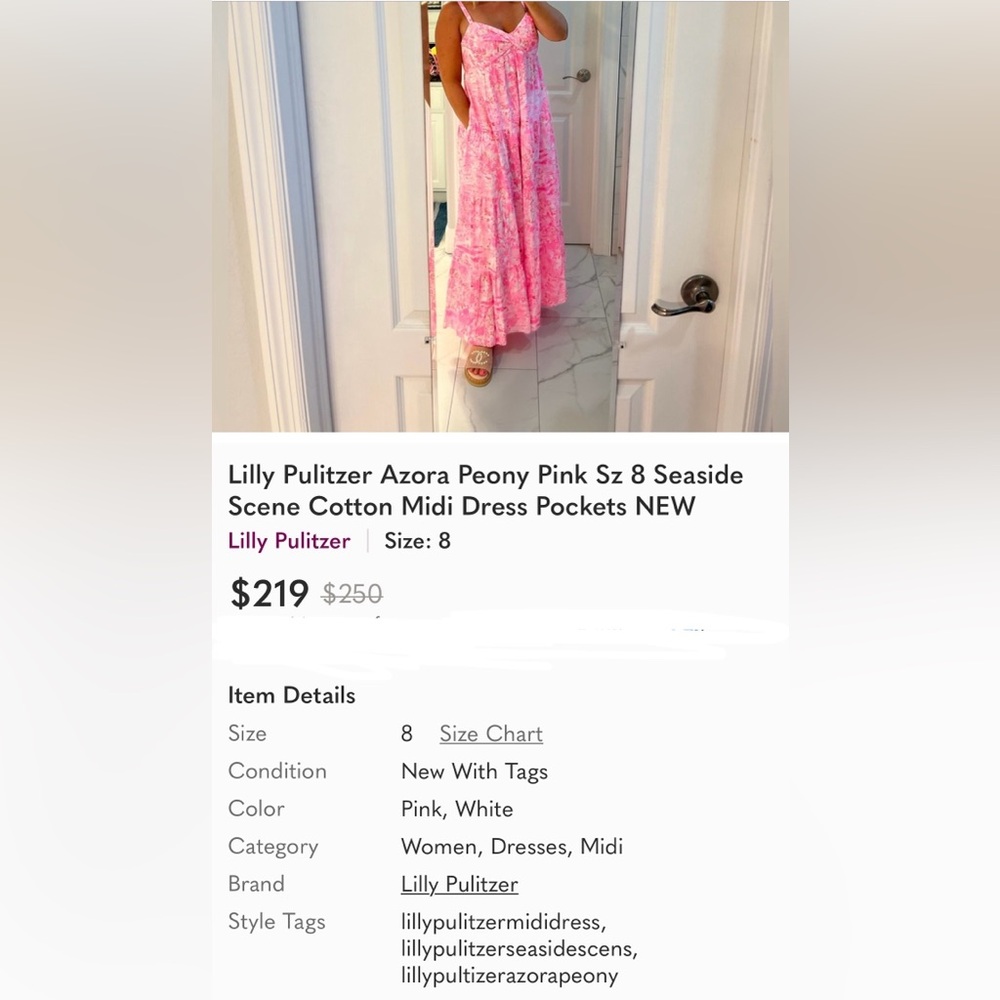 NWT Lilly Pulitzer Shylee Peony Pink Maxi Cotton Dress 8 - Picture 13 of 14
